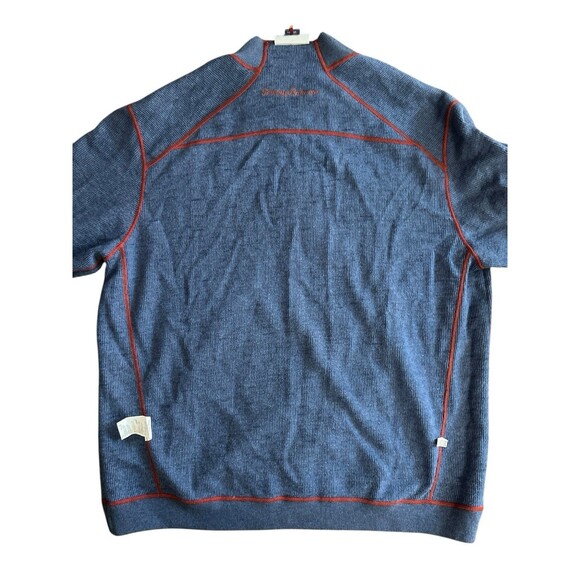 NWT Tommy Bahama Sweater Mens Blue Red Reversible Quarter Zip Pullover Sz XXL - Picture 8 of 16